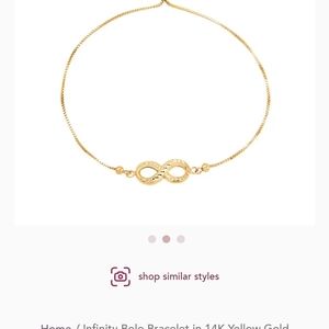 14 KT  Yellow Gold Infinity Bolo Bracelet